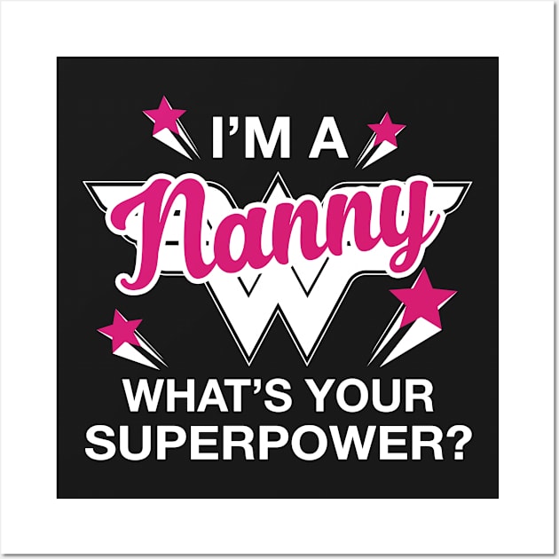 I'm A Nanny What's Your Superpower? Personalized Grandma Shirt Wall Art by bestsellingshirts